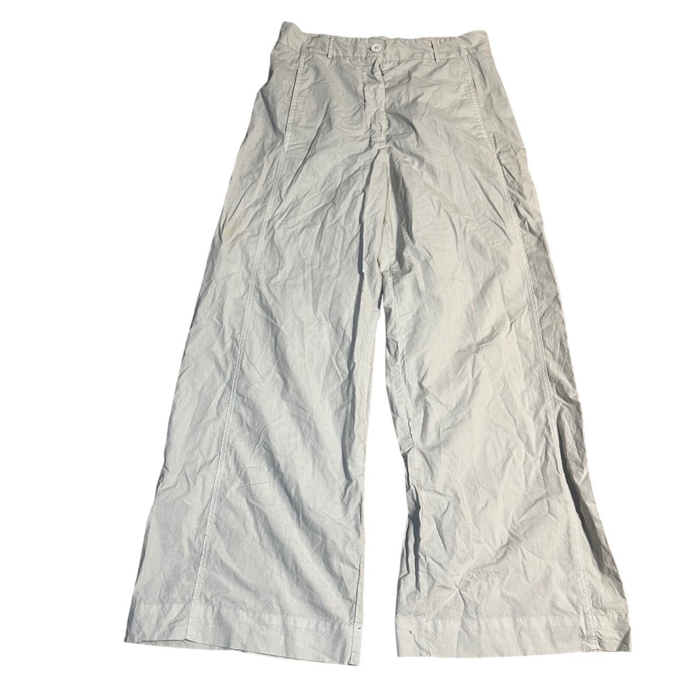 A SHIRT THING Wide Leg Trousers Beige Cotton Blend Women's Size M